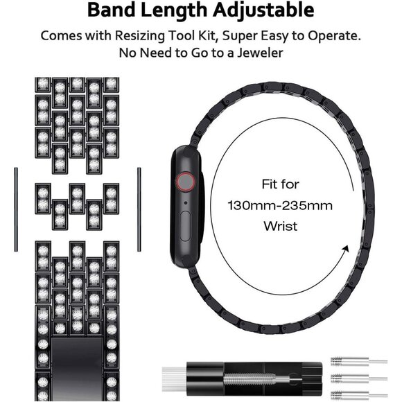 Bling Band Compatible Apple Watch 42mm iWatch Metal Rhinestone - Picture 3 of 7